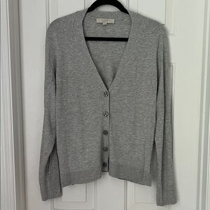 LOFT Women's Gray Cardigan Sweater L